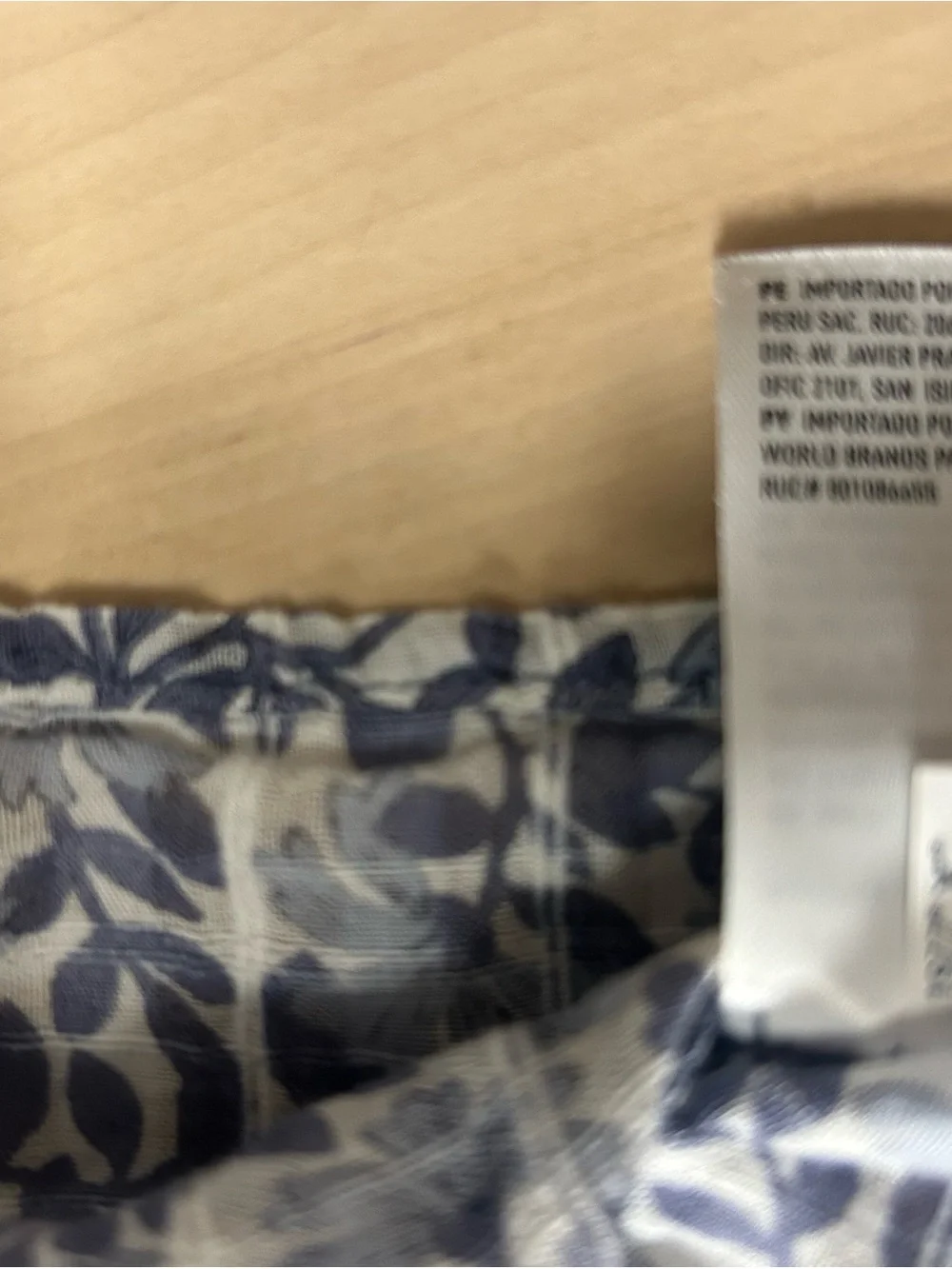 American Eagle Outfitters Blue & White Popover,V-neck Mixed-Print Peasant Blouse - Picture 8 of 8